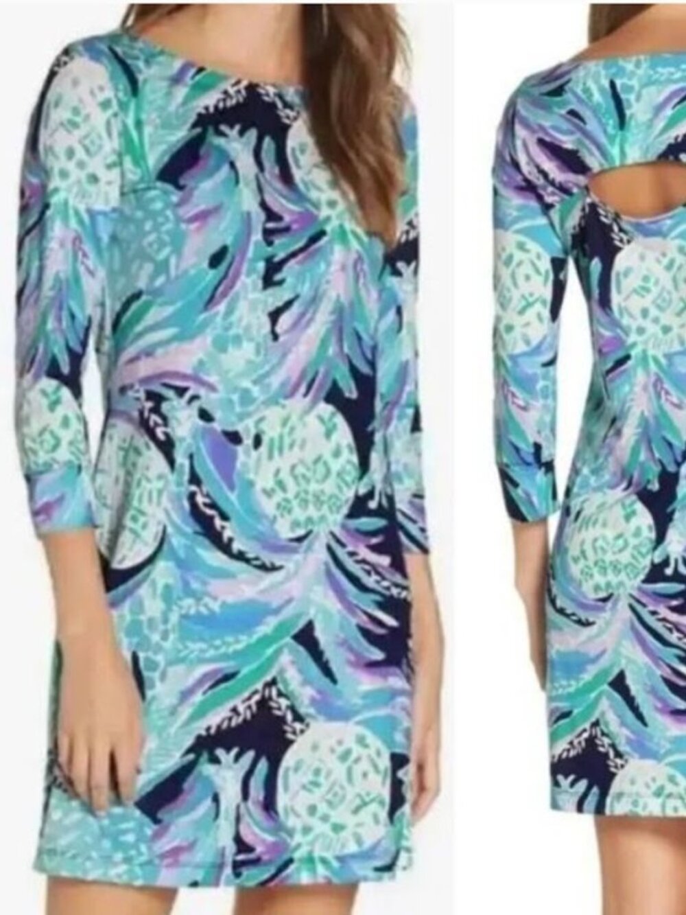 Lilly Pulitzer Hollee Blue Shift Dress Alotta Colada Coastal Pima Cotton Mini Sm